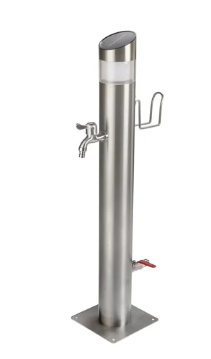 Edelstahl-Wassersäule mit Solar-Edelstahl-Leuchte