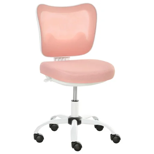 "Bürostuhl Drehstuhl Liegefunktion Bürosessel ohne Armlehnen Höhenverstellbar Schaumstoff ABS Metall Weiß+Rosa 46 x 51 x image"