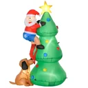 Aufblasbarer Weihnachtsbaum mit Weihnachtsmann und dem Hund 180 cm