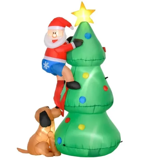 "Aufblasbarer Weihnachtsbaum mit Weihnachtsmann und dem Hund 180 cm image"