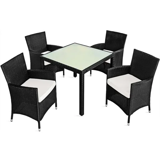 "Gartenmöbelset Bali-Polyrattan schwarz stapelbar 9-teilig image"