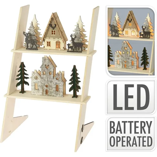 "Dekorative Leiter LED - mit Häusern - 20 x 18 x 31cm image"