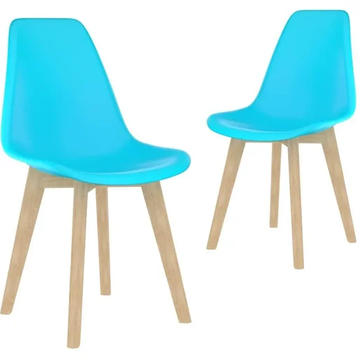 "Esstischstühle 2tlg. Kunststoff blau image"