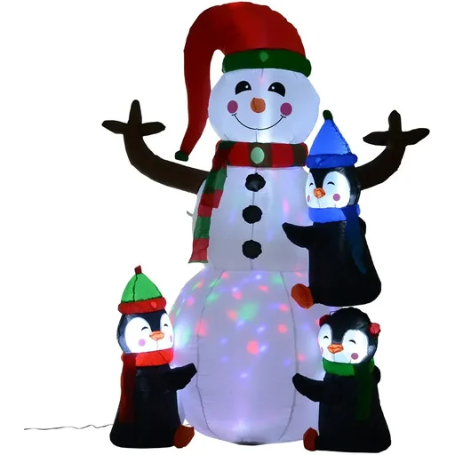 "Aufblasbarer LED Schneemann mit 3 Pinguinen image"