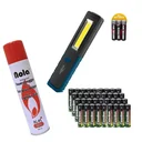 Ansmann Arbeitsleuchte inkl. Batterien, SMD-LEDs, 1W + 3W + Zink-Kohle Sparset AA/AAA - 72-teilig und Feuerzeug-Nachfüllgas 300 ml