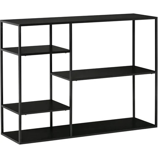 "Standregal Bücherregal Lagerregal Aktenregal mit 5 offenen Fächern Küchenregal Metall Schwarz 120 x 35 x 87,5 cm image"