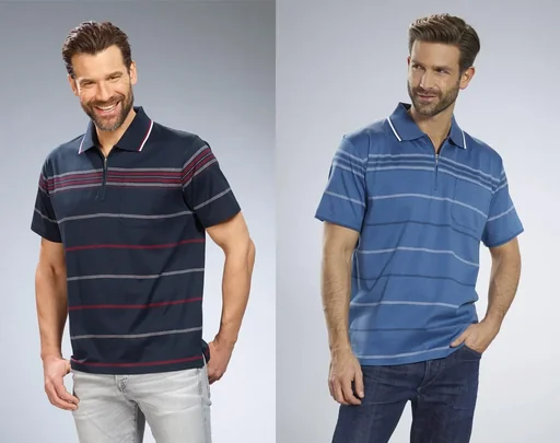 "Poloshirt gestreift, Farbe marine, Gr.M image"