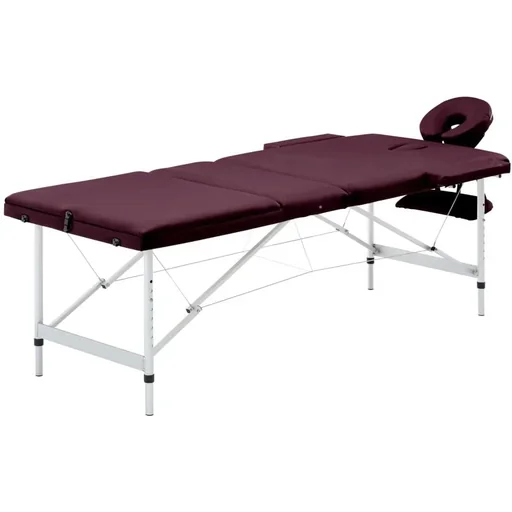 "Klappbarer Massagetisch 3 Zonen Aluminium lila image"