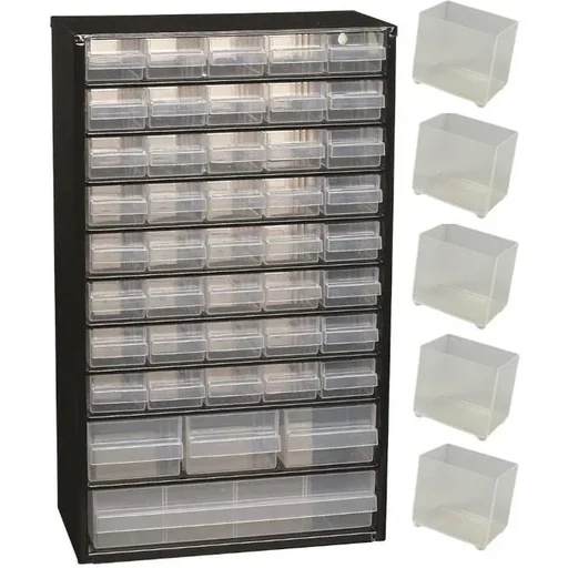 "Schubladenblock mit 44 Schubladen - 51x30,6x15cm MIT losem Einsatz A9-1 - Kunststoff image"