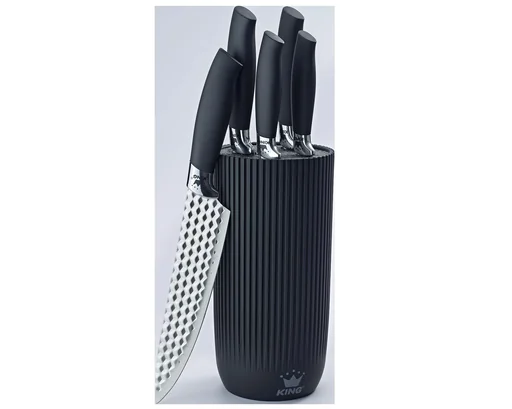 "Messerblock "Conic", inklusive 5 Küchenmesser, Silber/Schwarz, 6-teilig image"