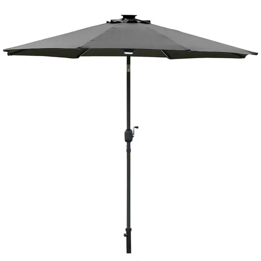 "Sonnenschirm im Freien Gartenschirm mit Solarbeleuchtung LED Sonnenschutz Stahl Aluminum Polyester Dunkelgrau Ø266 x 245 image"