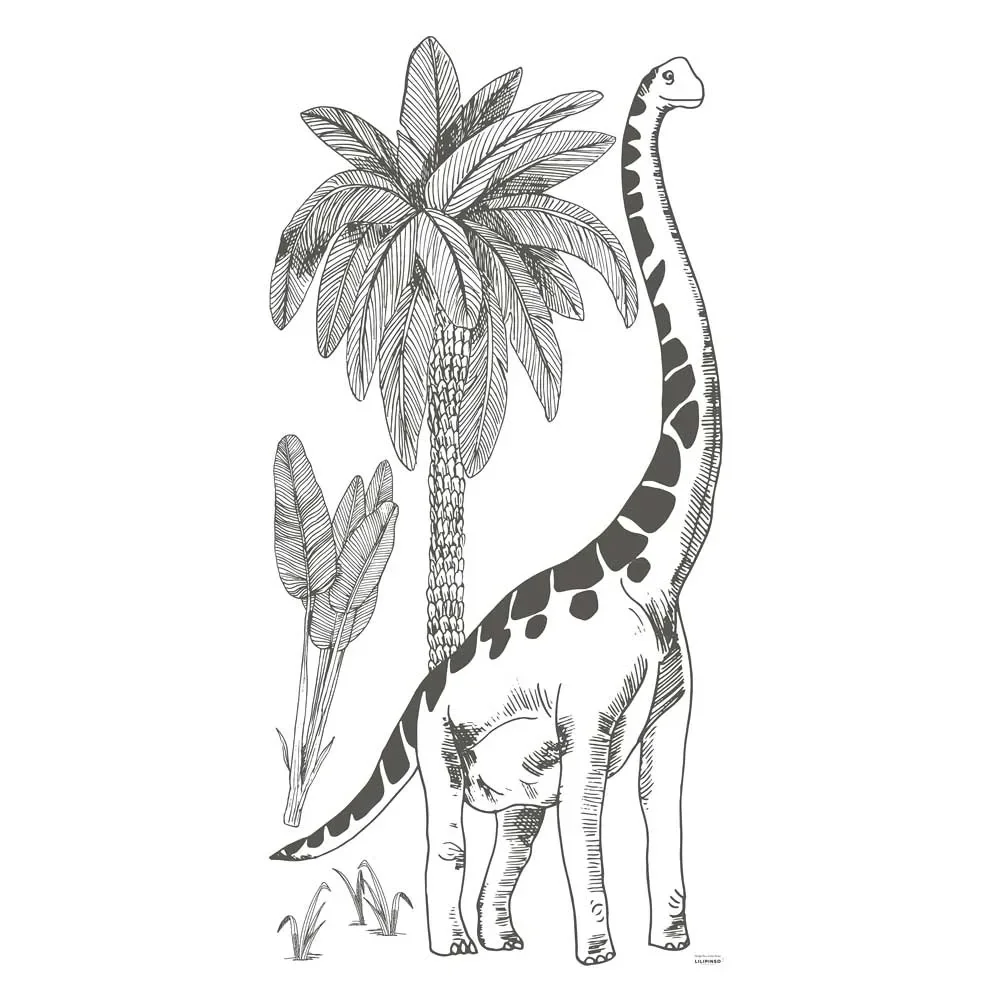 "Lilipinso Wandsticker XL Brontosaurus mit Palmen grau image"