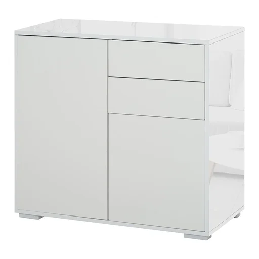 "Standschrank Aufbewahrungsschrank Mehrzweckschrank Aktenschrank Kommode 2 Schublade 2 Türen E1 Spanplatte Weiß 79 x 36 image"