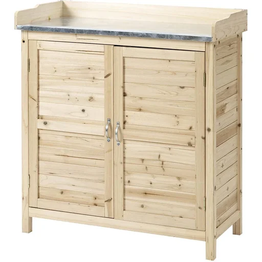 "Gartenschrank Pflanztisch mit Unterschrank Holz Geräteschrank Schrank mit 2 Einlegeböden Geräteschuppen Garten Schuppen image"
