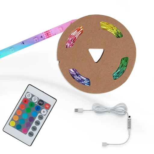 "USB RGB-LED Flexband, 5 m, 150 RGB-LEDs, inkl.Fernbedienung, Farbwechsel, selbstklebend image"