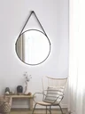 Dekorativer runder Wandspiegel mit indirekter LED Beleuchtung in schwarz matt Ø 80 cm