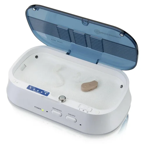 "Trocknungsbox für Hörgeräte DryBox200 mit eingebautem Batterietester image"
