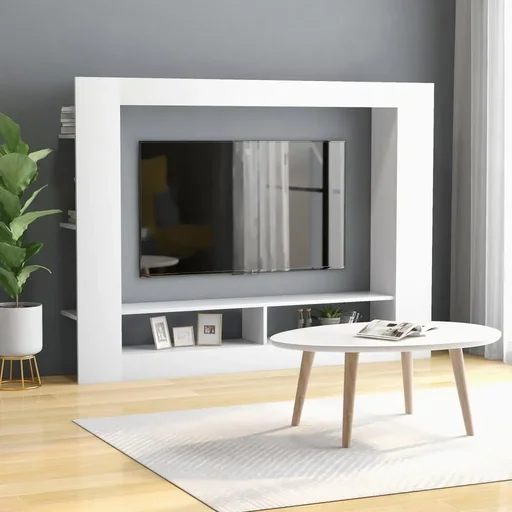 "TV-Schrank 152x22x113 cm Spanplatte weiß image"