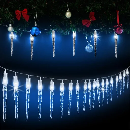 "Weihnachts-Eiszapfen-Lichterkette 40 LED's 10,5m image"