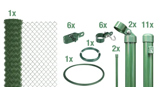 "Maschendrahtzaun als Zaun-Komplettset, zum Einbetonieren, grün, Höhe 150 cm, Länge 25 m image"