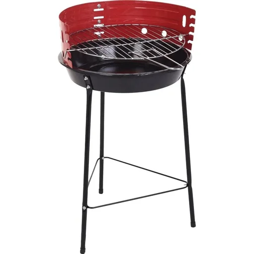 "Vargan Holzkohlegrill Ø33 cm - Halb offen - Schwarz/Rot image"