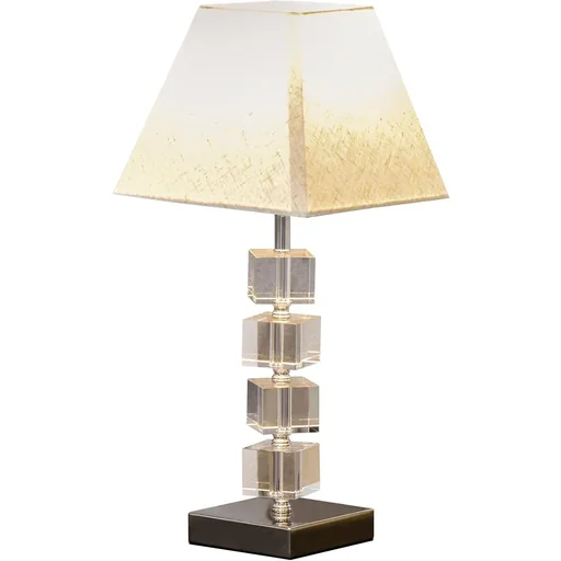 "Tischlampe mit Kristallsockel cremeweiß image"