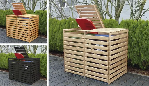 "Mülltonnenbox "Vario V" für 2 Tonnen, honigbraun image"