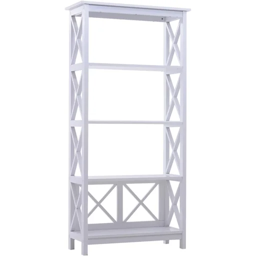 "Standregal Bücherregal Dekoregal 4 Fächer offen MDF Weiß 70 x 30 x 145,3 cm image"