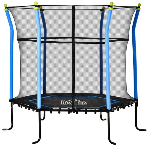 "5,3FT Trampolin für Kinder Gartentrampolin mit Sicherheitsnetz Randabdeckung Gummiseil gepolstert Fitness-Trampolin Mini image"