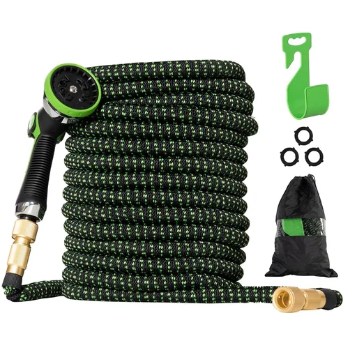 "Gartenschlauch flexibel 30 m mit 10 Funktionen Sprühdüse Wasserschlauch mit 1/2 Zoll & 3/4 Zoll Anschluss Schlauch dehnb image"