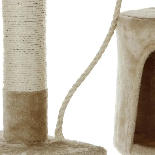 "Codoca Kratzbaum beige mit 3 Aussichtsplätzen, 1 Höhle, 2 Spielbällen und einem Seil image"