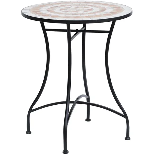 "Gartentisch Balkontisch Mosaiktisch Seviertisch rund Stahl + Keramik Ø60 x H71 cm image"