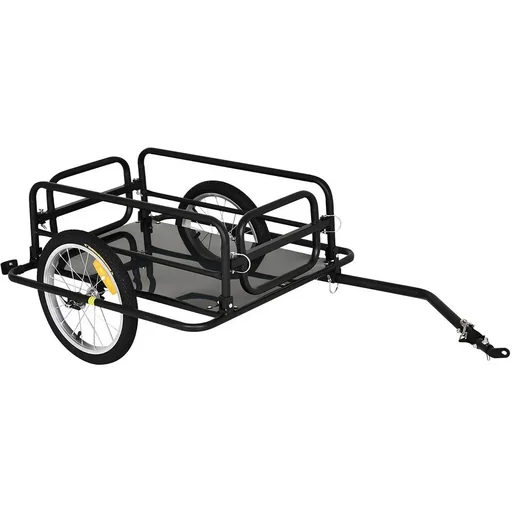 "Fahrradanhänger Lastenanhänger für Fahrrad 40 kg Belastbarkeit Transportanhänger Handwagen Kupplung faltbar Stahl Schwar image"