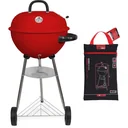 BBQ Holzkohlegrill auf Rädern - 47x76 Cm - Edelstahl - Rot inkl. Schutzhülle