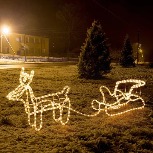 "Weihnachts-Rentier mit Schlitten - Weihnachtsbeleuchtung - Warmweiß image"