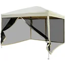 Faltpavillon Faltzelt mit Seitenwänden 3x3m Stahl Beige