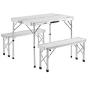 Campingbank 3 Stück weiß Aluminium klappbar