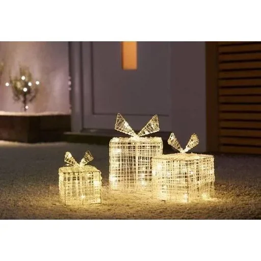 "SET aus 3 beleuchteten Geschenkboxen - 30 LED - 15 cm hoch image"