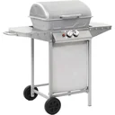 Gasgrill und Grill mit 2 Kochzonen aus Edelstahl silber