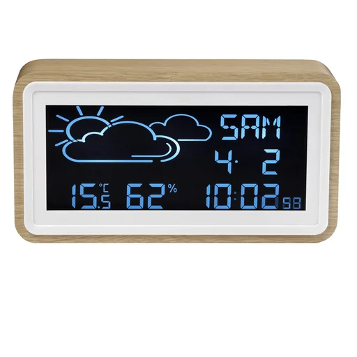"Wetterstation mit Funkuhr, Wecker und 2 USB Ladebuchsen image"