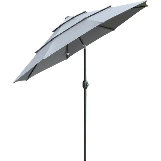 "Sonnenschirm 2,6 m mit 3-stufigem Dach Stahl Polyester Dunkelgrau image"