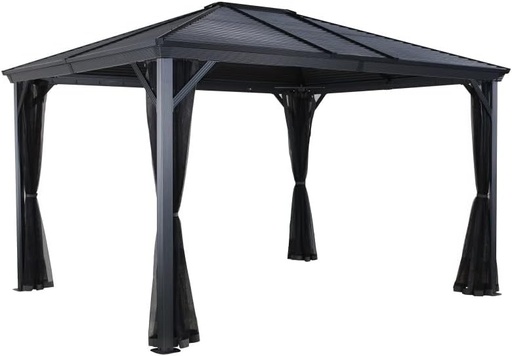"Sojag Pavillon Ventura 1010 295,5×295,5×260,5 cm Basaltgrau – Alu-Pavillon mit Stahldach image"
