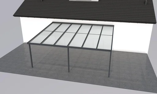 "Terrassendach Premium, anthrazit, 6110 x 5060 mm - Acryl Stegplatten 16mm, bronze image"