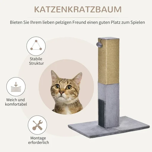 "Kratzstamm für Katzen Kratzsäule 79H cm Katzenbaum mit Juteseil Katzenkratzbaum Kratzbaum Spielbaum inklusive Spielzeug image"