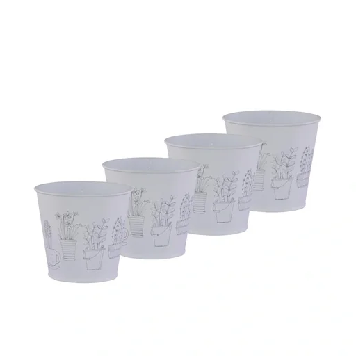 "Übertopf aus Metall in Weiß 4er Set image"