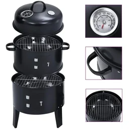 3-in-1 Charcoal Smoker Grill 40x80 cm