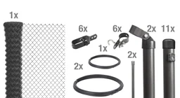 Maschendrahtzaun als Zaun-Komplettset, zum Einbetonieren, anthrazit-metallic, Hö