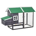 Hühnerstall modern Hühnerhaus mit Nistkasten und einem komplett überdachter Laufstall, Grau, Tannenholz, Metalldraht, As