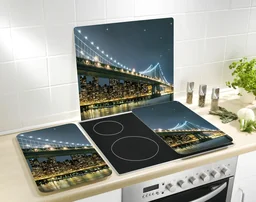 3 in 1 Herd-Abdeckplatten, Schneidbretter, Arbeitsplatten, Glas, Brooklyn Bridge
