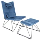 Loungesessel Loungestuhl Sesselset mit Hocker Flanell Metallrahmen Blau 64 x 84 x 100 cm